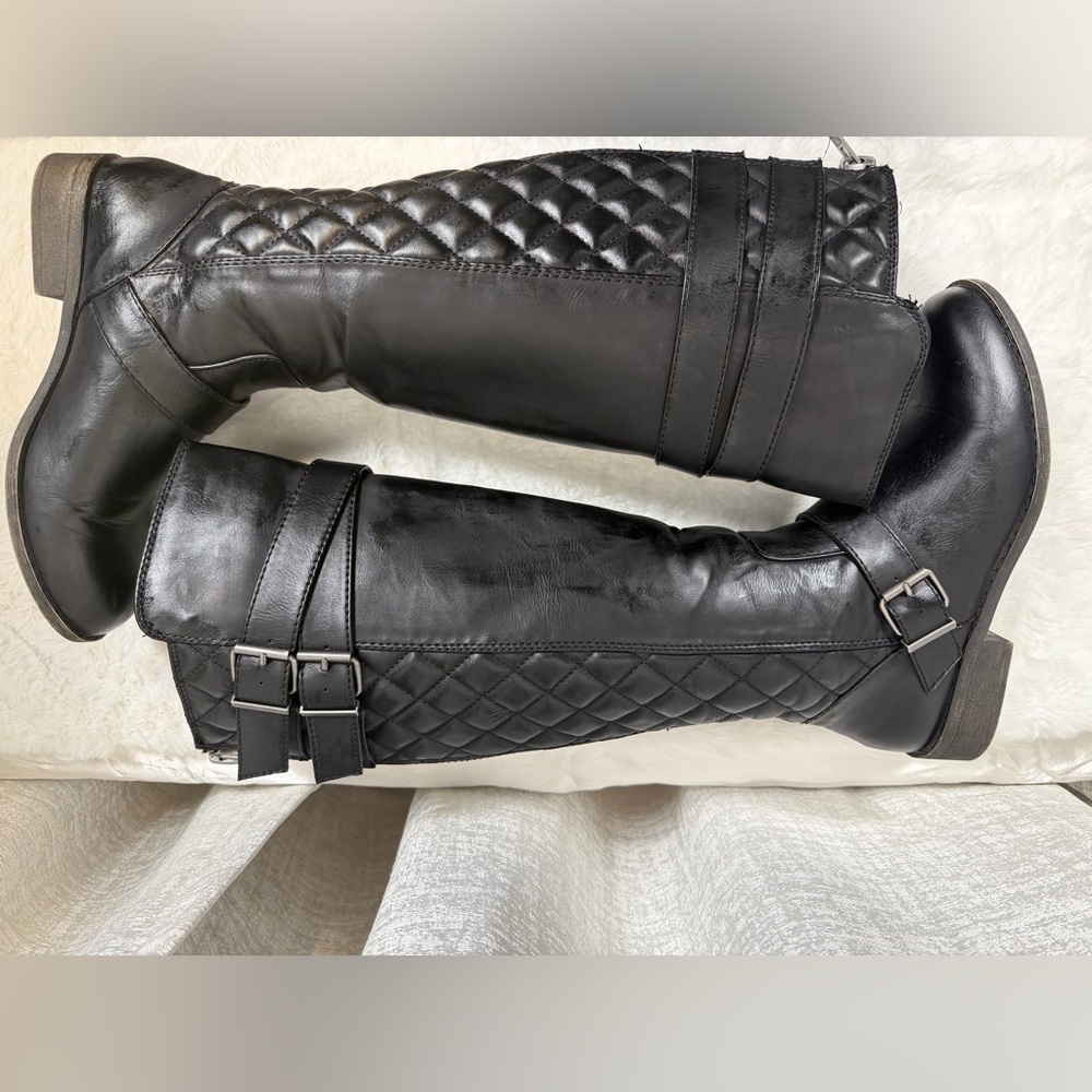 Madden Girl “Calinda” Quilted Knee-High Riding Boots – Black, Size 7.5 - Picture 6 of 9